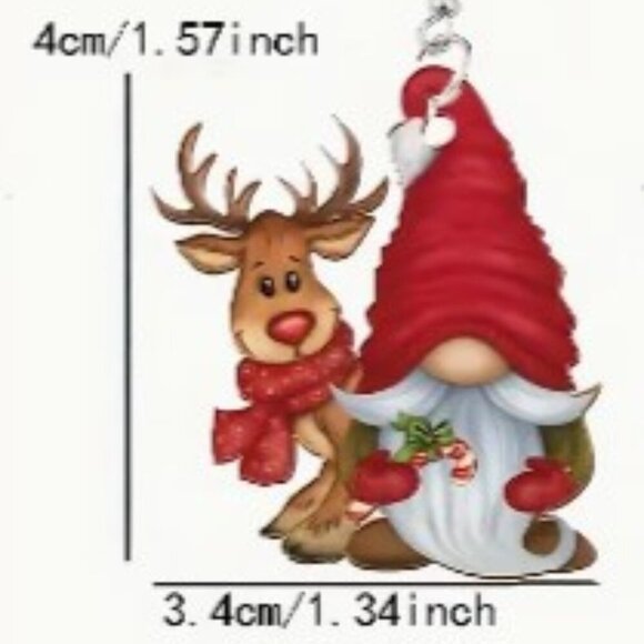 Red Gnome Wood Drop & Dangle Earrings Vibrant Cartoon Design Lightweight - Picture 4 of 5